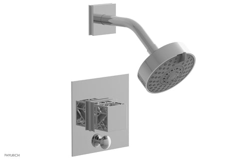 Phylrich JOLIE Pressure Balance Shower and Diverter Set (Less Spout), Square Handle with "White" Accents 4-678