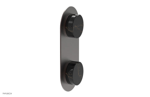Phylrich CIRC - Thermostatic Valve with Volume Control or Diverter - Black Marble Handle 4-710