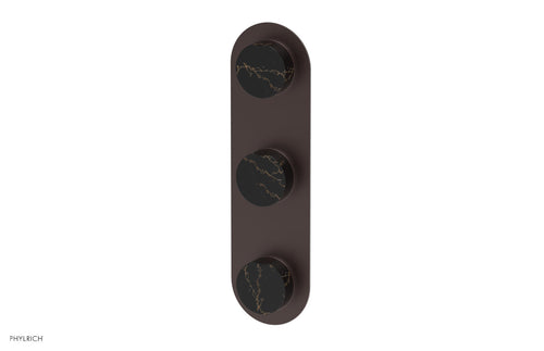Phylrich CIRC - Thermostatic Valve with Two Volume Control - Black Marble Handles 4-713