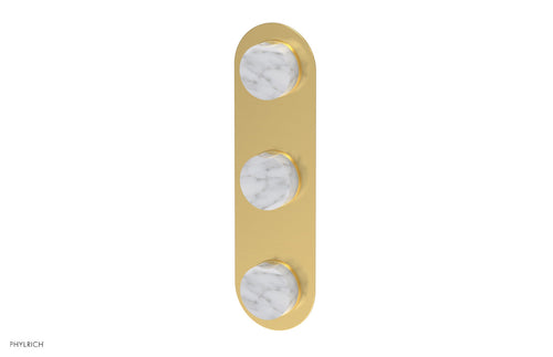 Phylrich CIRC - Thermostatic Valve with Two Volume Control - White Marble Handles 4-713