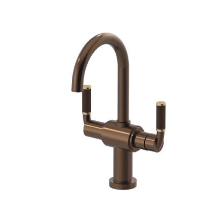 Rubinet Single Hole Dual Handle Lav. Set. (less drain) Tuscan Brass