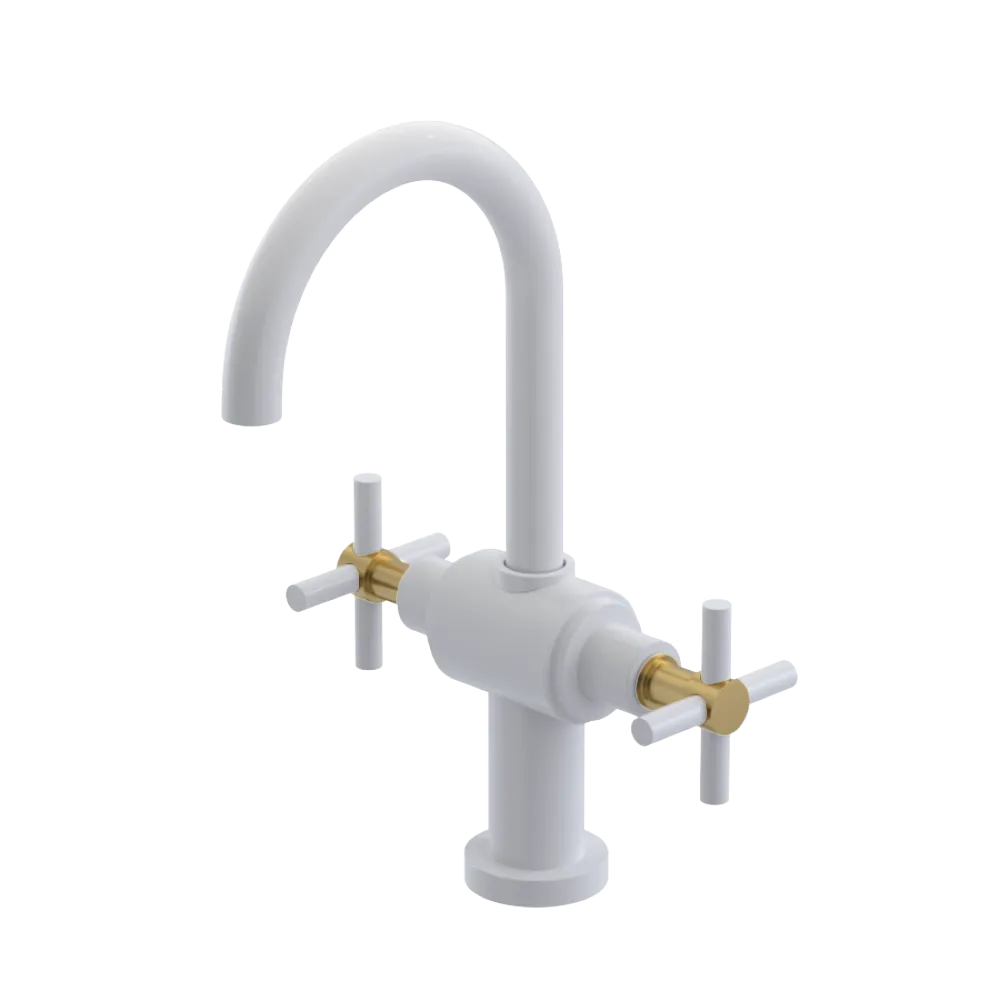 Rubinet Single Hole Dual Handle Lav. Set with LaSalle Spout (less drain) White