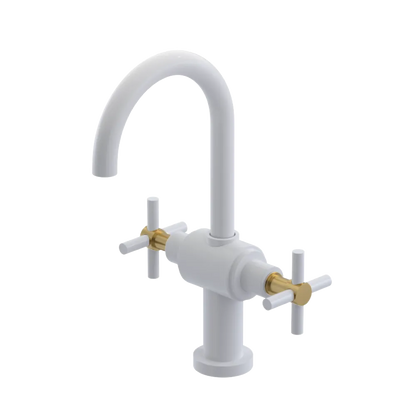 Rubinet Single Hole Dual Handle Lav. Set with LaSalle Spout (less drain) White