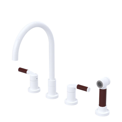 Rubinet Widespread Kitchen Set with Hand Spray White