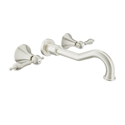 Baril Two handles wall-mounted lavatory faucet, drain not included