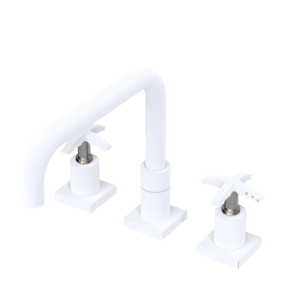 Rubinet Widespread Kitchen Set with Genesis Spout Matt White