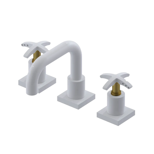 Rubinet Widespread Lav. Set. with Genesis spout (less drain) White