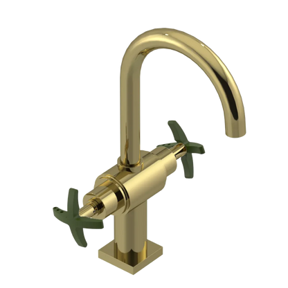 Rubinet Single Hole Dual Handle Lav. Set. (less drain) Natural Brass