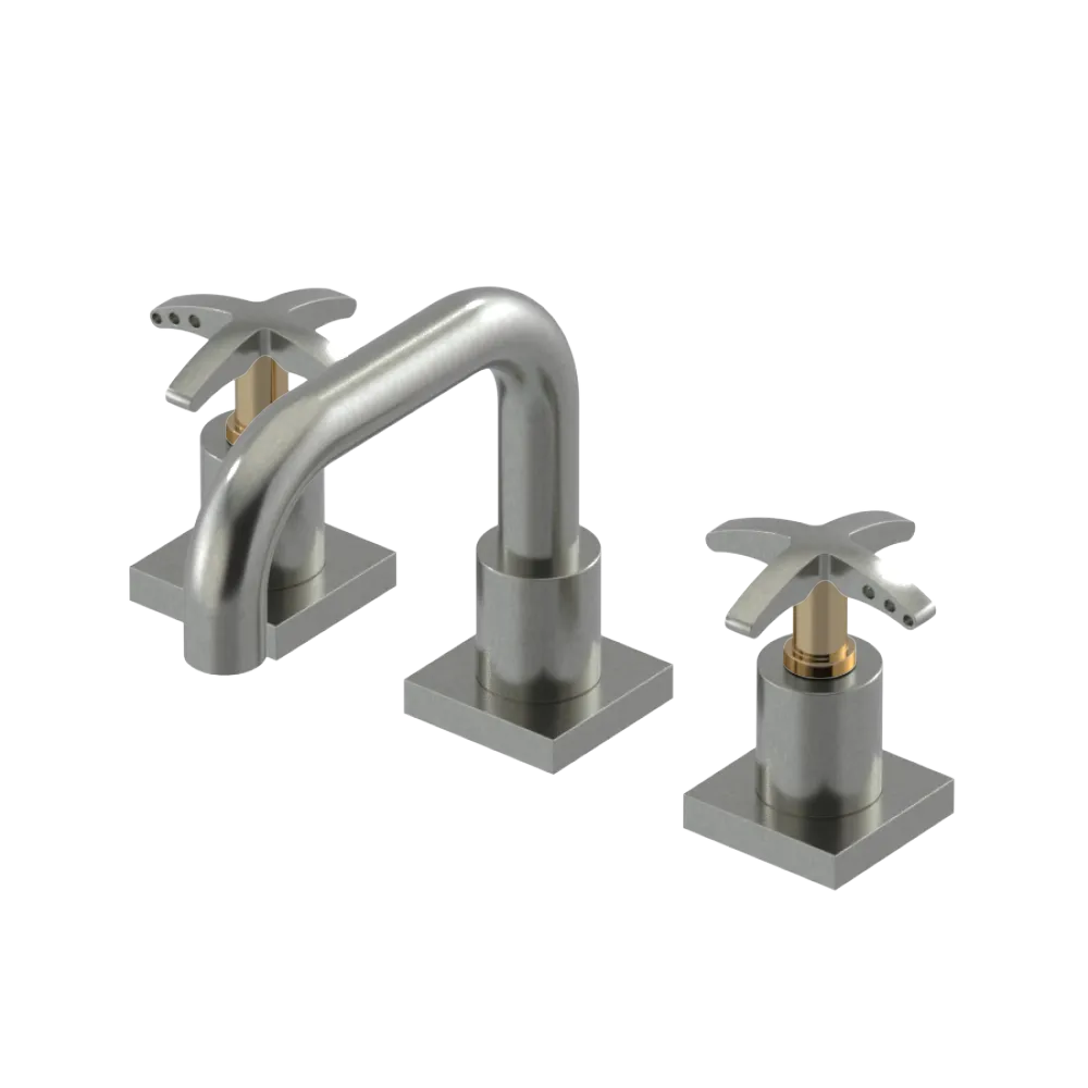 Rubinet Widespread Lav. Set. with Genesis spout (less drain) Satin Nickel