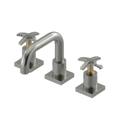 Rubinet Widespread Lav. Set. with Genesis spout (less drain) Satin Nickel