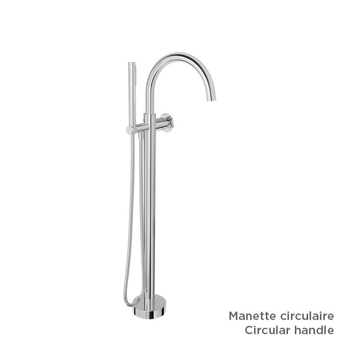 Baril Floor-mounted tub filler with hand shower (without handle)
