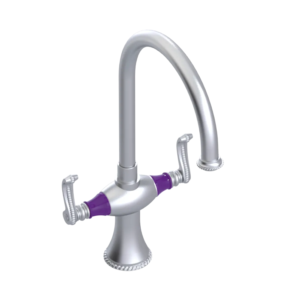 Rubinet Two Handle Single Hole Kitchen Set Satin Chrome
