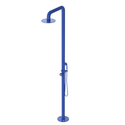 Rubinet Pressure Balance Outdoor Shower with Hand Held Shower & 10" Shower Head - 304 Stainless Steel Blu Jean