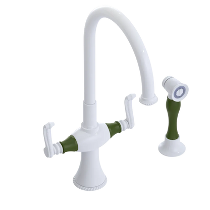 Rubinet Two Handle Single Hole Kitchen Set with Hand Spray White