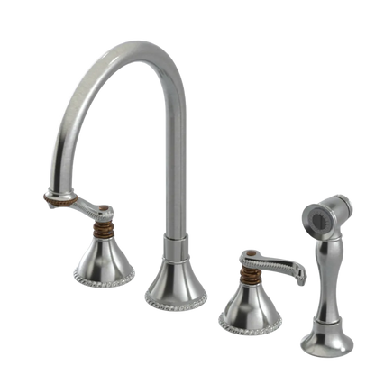 Rubinet Widespread Kitchen Set with Hand Spray Satin Nickel