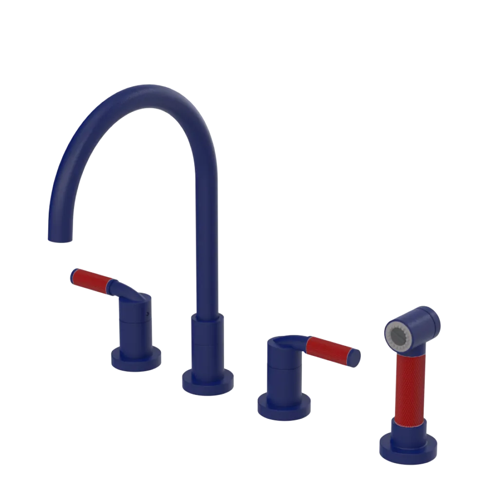 Rubinet Widespread Kitchen Set with Hand Spray Midnight Blue