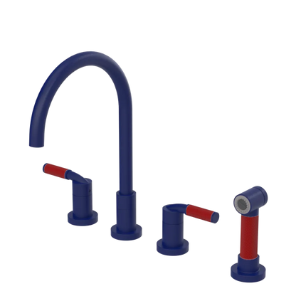 Rubinet Widespread Kitchen Set with Hand Spray Midnight Blue