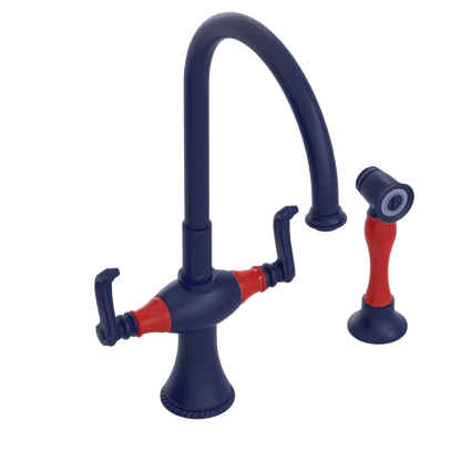 Rubinet Two Handle Single Hole Kitchen Set with Hand Spray Midnight Blue