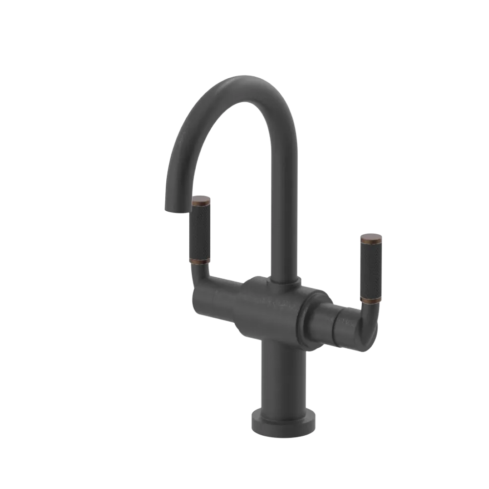 Rubinet Single Hole Dual Handle Lav. Set. (less drain) Matt Black