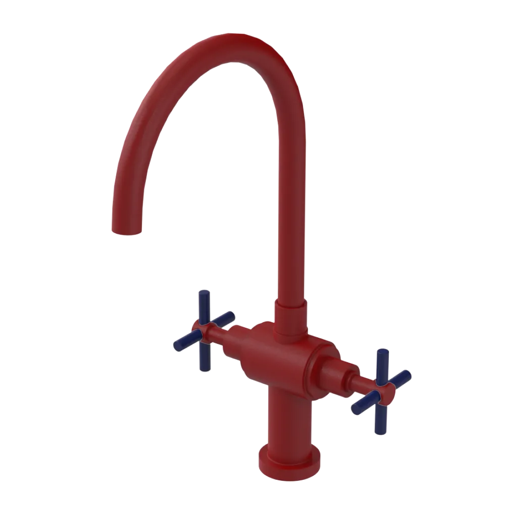Rubinet Two Handle Single Hole Kitchen Set with LaSalle Spout Maroon