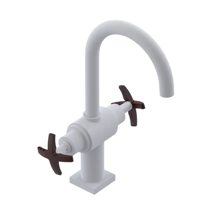 Rubinet Single Hole Dual Handle Lav. Set. (less drain) Matt White