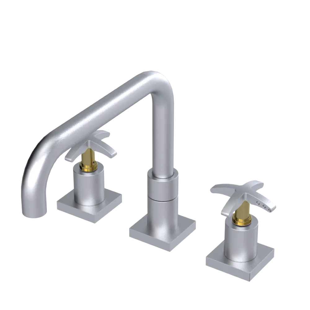 Rubinet Widespread Kitchen Set with Genesis Spout Satin Chrome