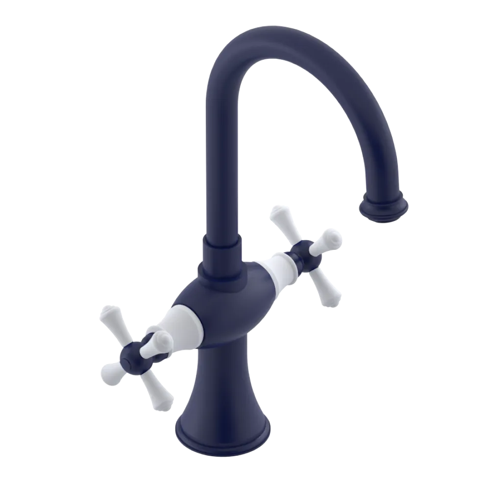 Rubinet Single Hole Dual Handle Lav. Set. (less drain) Midnight Blue