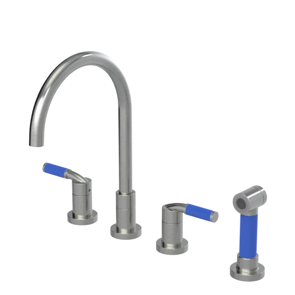 Rubinet Widespread Kitchen Set with Hand Spray Satin Nickel