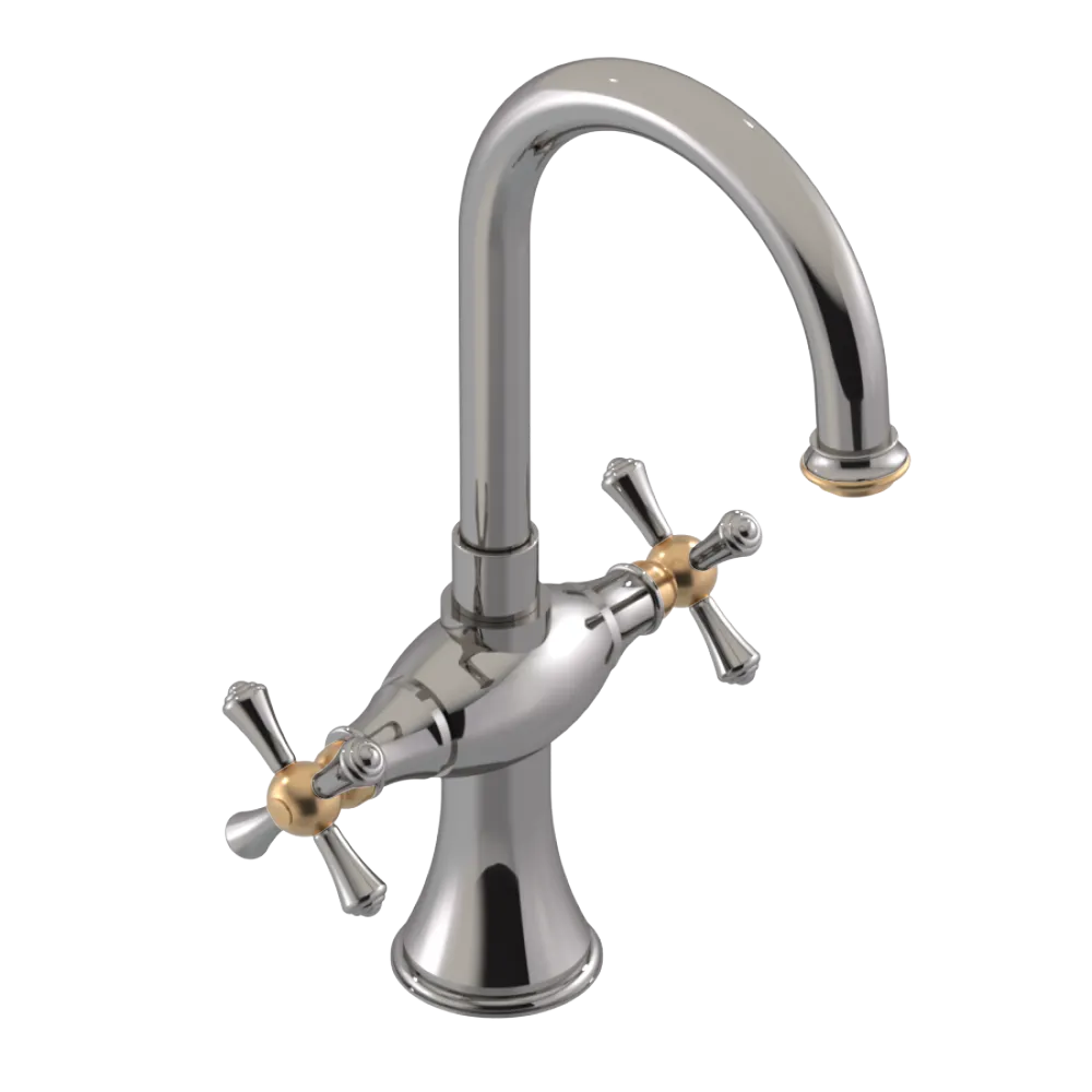 Rubinet Single Hole Dual Handle Lav. Set. (less drain) Polished Nickel