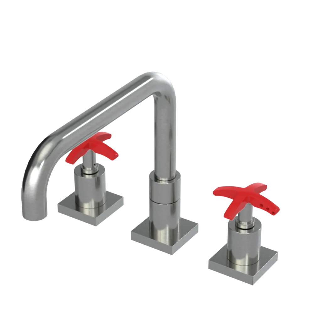 Rubinet Widespread Kitchen Set with Genesis Spout Satin Nickel