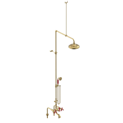 Rubinet Deck Mount Tub & Shower with Hand Held Shower Satin Gold