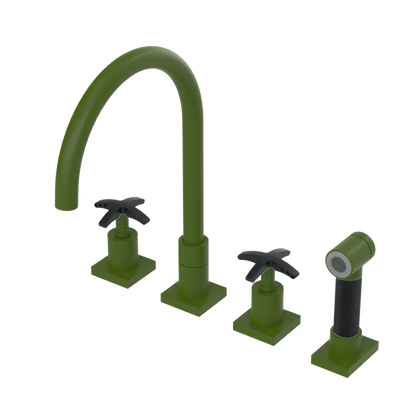 Rubinet Widespread Kitchen Set with Hand Spray Green Envy