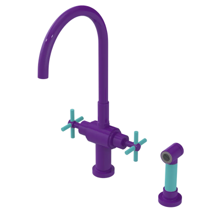 Rubinet Two Handle Single Hole Kitchen Set with LaSalle Spout with Hand Spray Purple Haze