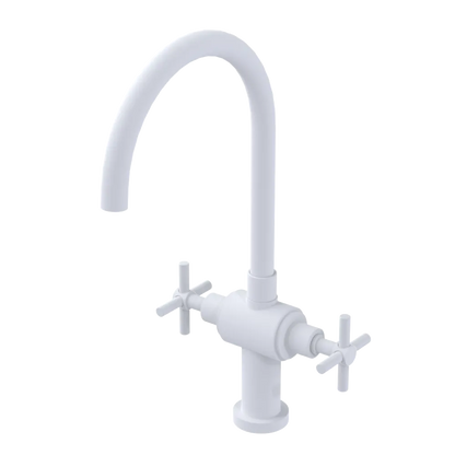 Rubinet Two Handle Single Hole Kitchen Set with LaSalle Spout Matt White