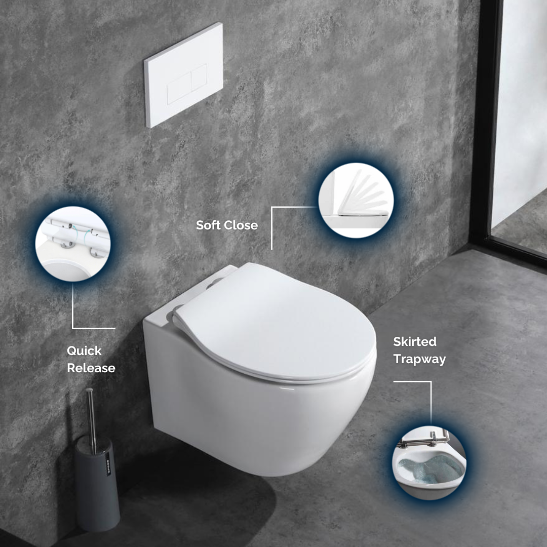 Alps Wall Hung Toilet KW-99046 - Complete Set With Geberit Carrier - Golzar Home