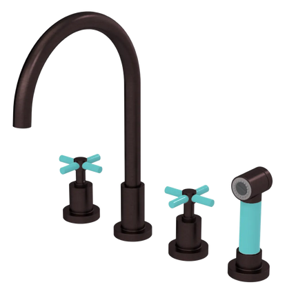Rubinet Widespread Kitchen Set with LaSalle Spout with Hand Spray Oil Rubbed Bronze