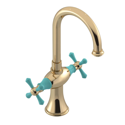 Rubinet Single Hole Dual Handle Lav. Set. (less drain) Gold