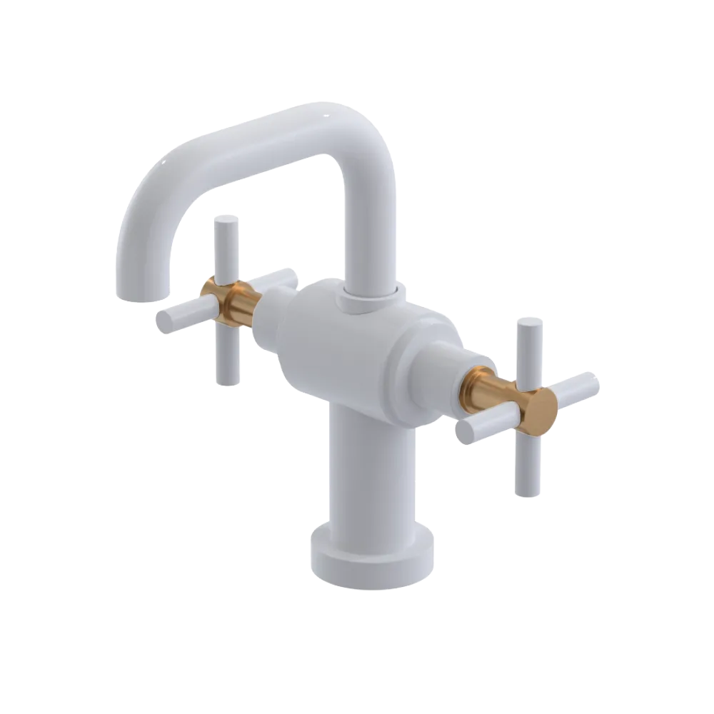 Rubinet Single Hole Dual Handle Lav. Set. (less drain) White