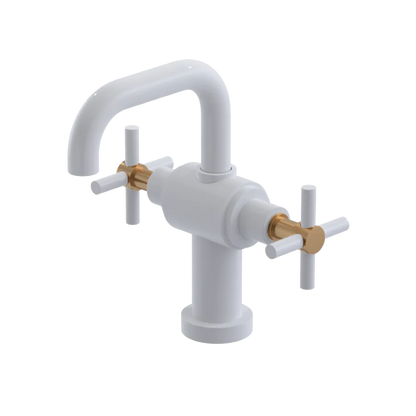 Rubinet Single Hole Dual Handle Lav. Set. (less drain) White