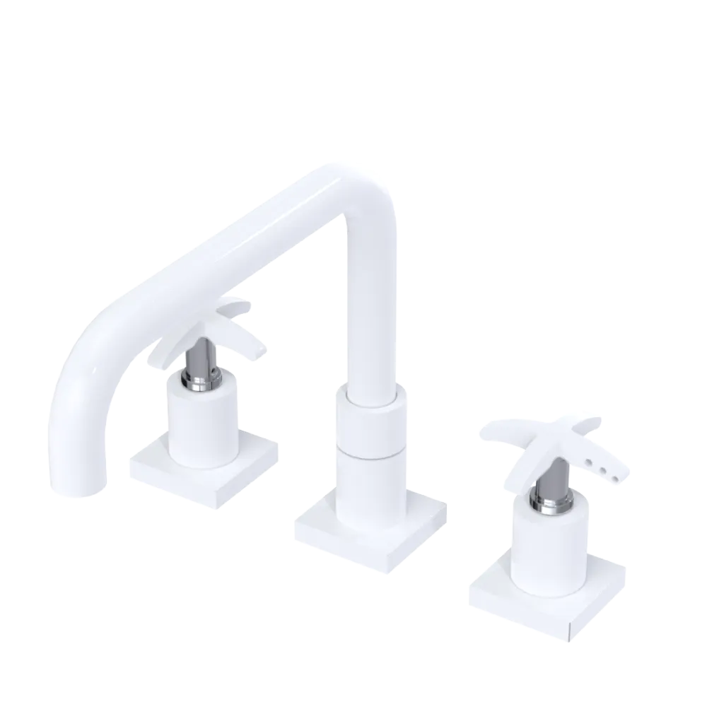 Rubinet Widespread Kitchen Set with Genesis Spout White