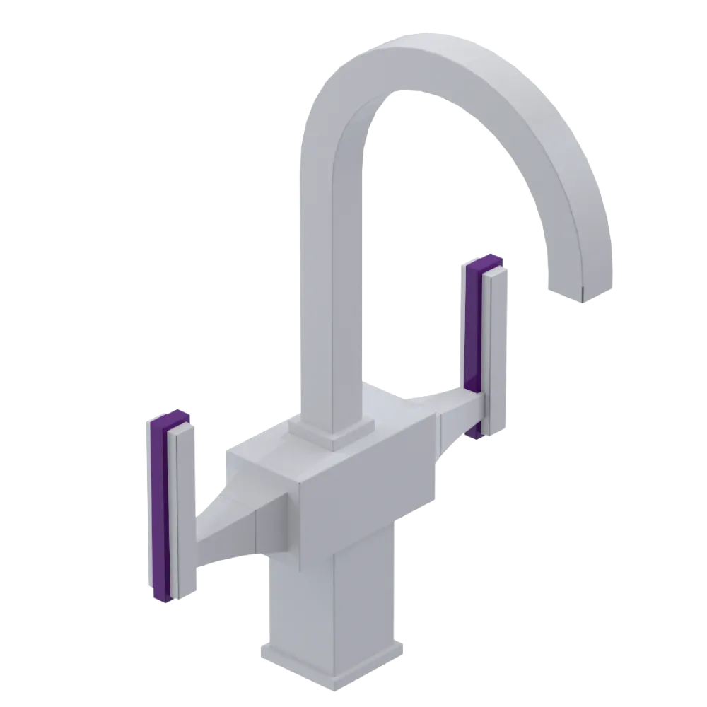 Rubinet Single Hole Dual Handle Lav. Set. (less drain) White