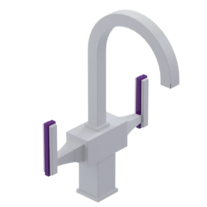 Rubinet Single Hole Dual Handle Lav. Set. (less drain) White