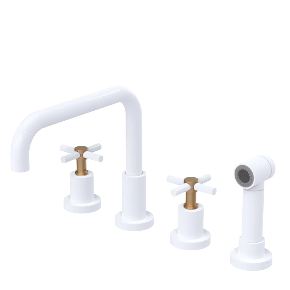 Rubinet Widespread Kitchen Set with Hand Spray White