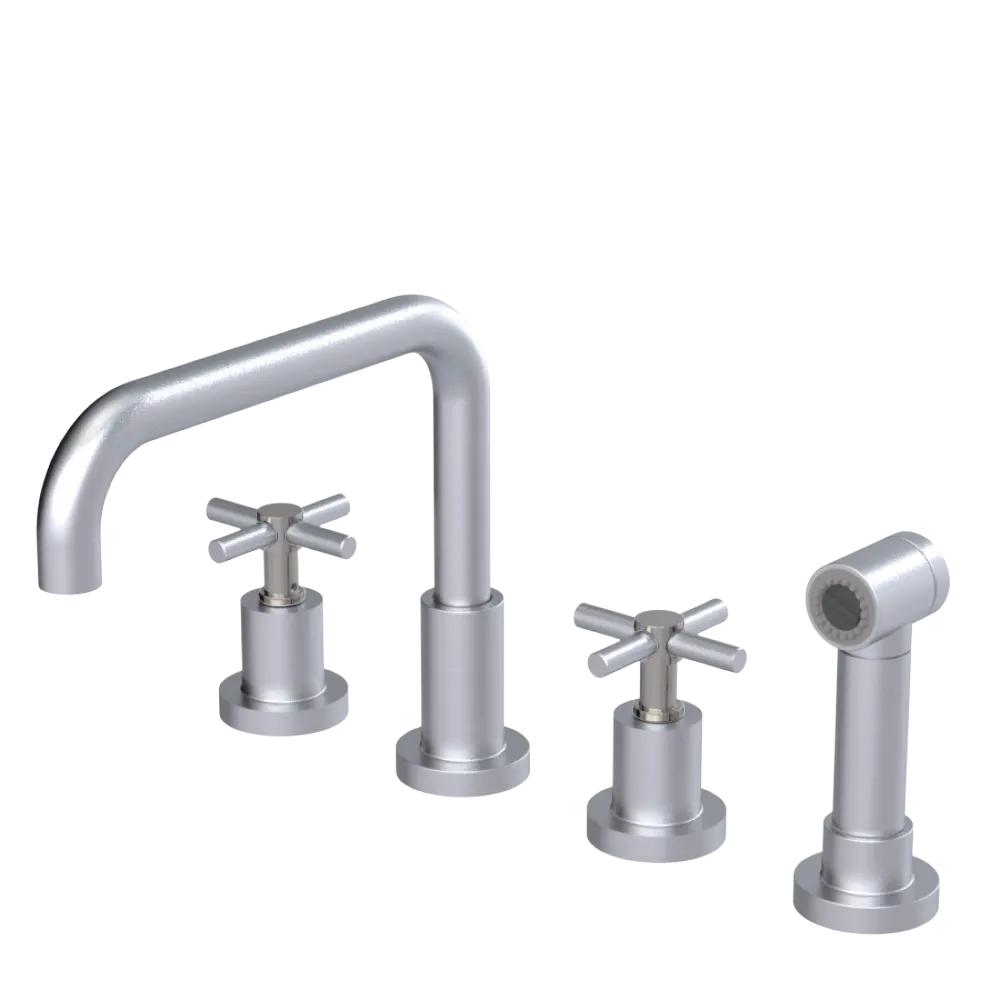 Rubinet Widespread Kitchen Set with Hand Spray Satin Chrome