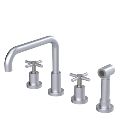 Rubinet Widespread Kitchen Set with Hand Spray Satin Chrome