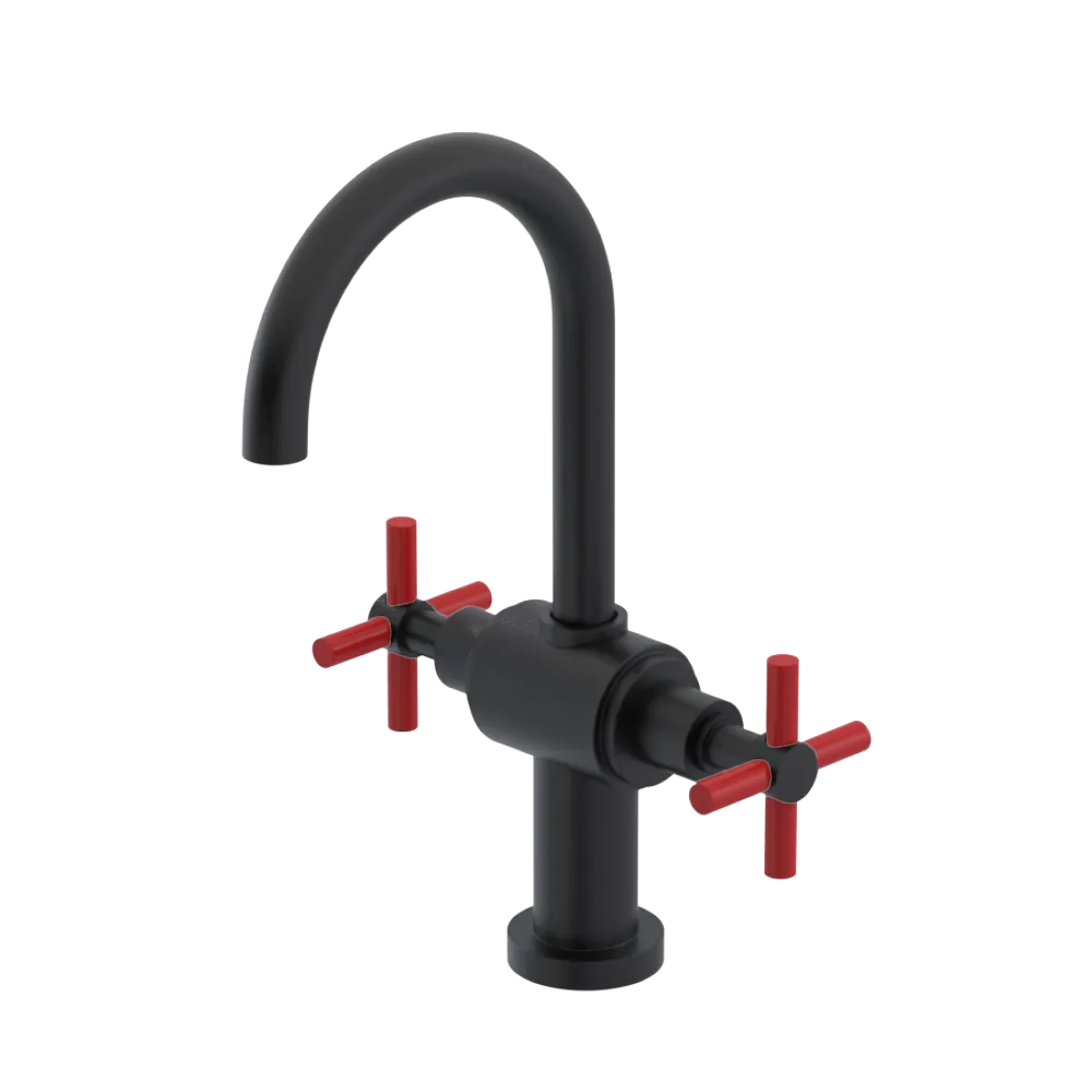 Rubinet Single Hole Dual Handle Lav. Set with LaSalle Spout (less drain) Matt Black