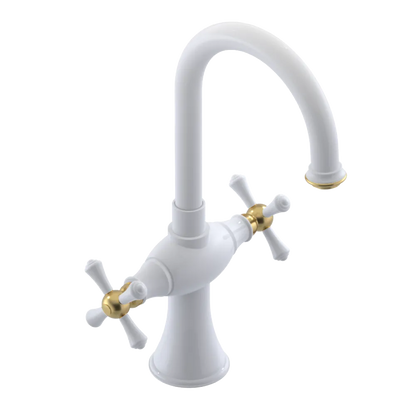 Rubinet Single Hole Dual Handle Lav. Set. (less drain) White