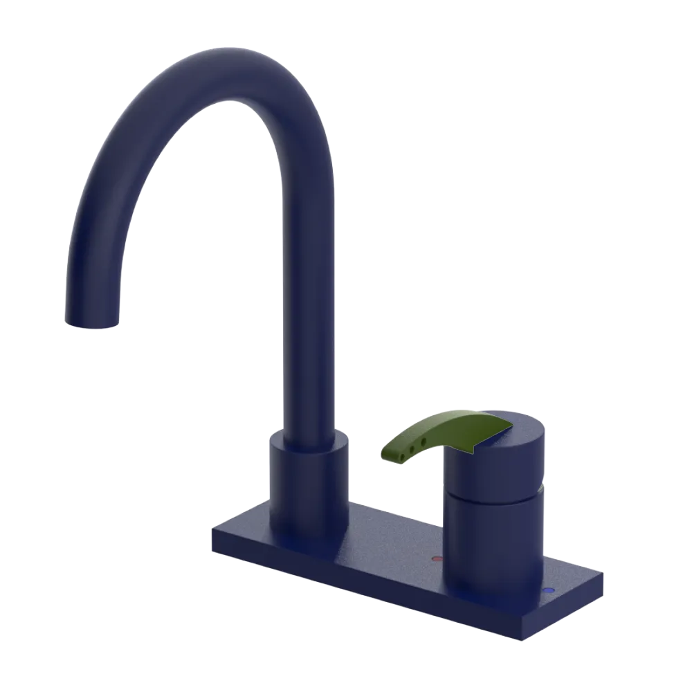 Rubinet 4" Centre Single Control Lav. Set. (less drain) Midnight Blue