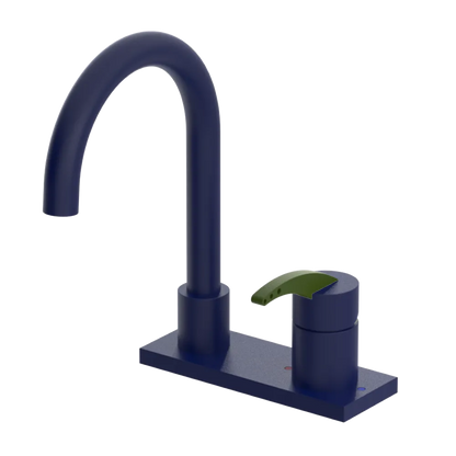 Rubinet 4" Centre Single Control Lav. Set. (less drain) Midnight Blue