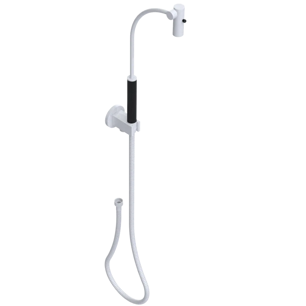 Rubinet Hand Held Shower Bidet with Extended Reach & Dual Function Spray Including Wall Bracket with Supply & Hose (Round) White